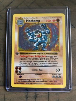 Machamp 1st Edition Shadowless Pokemon Card 8/102