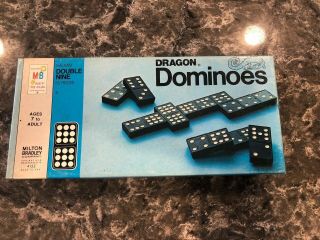 Milton Bradley Usa 1970 Dragon Double Nine Dominoes Set Box