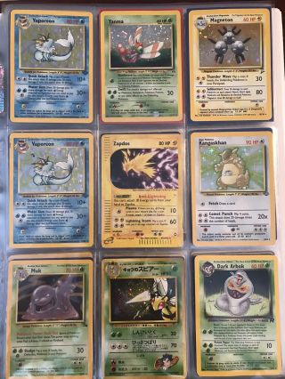 A Bunch Of Wotc Pokemon Cards Including 9 Holos,  Vaporeon,  Zapdos,  Yanma,  Muk