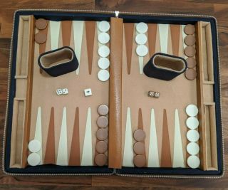 Unique Blue Padded Backgammon Set With Zipper,  Full Size,  Complete