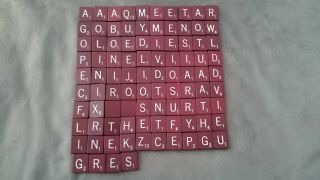 94 Maroon / Red Wood Scrabble Letter Tiles With Bag Not Full Set Of 100