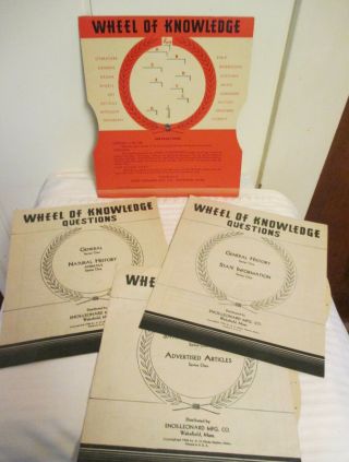 Vintage 1934 Wheel Of Knowledge Educational Puzzle Wheel Game With Discs