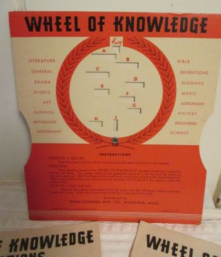 Vintage 1934 Wheel of Knowledge Educational Puzzle Wheel Game With Discs 2