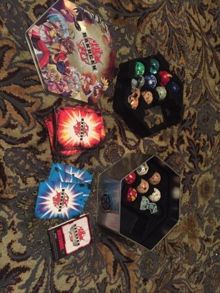 Bakugan Battle Brawlers 18 Battle Balls 20 Metal & 19 Regular Cards 4 Blue,  Tin