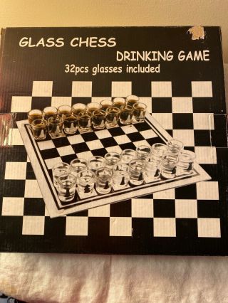 Glass Chess Set Specialty 32 Piece Shot Glass Drinking Game Set