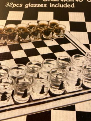 Glass Chess Set Specialty 32 piece Shot Glass Drinking Game Set 2