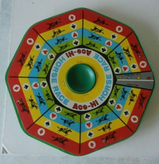 1959 Transogram 2 Game Play Tray Michigan Rummy Ace Hi Horse Race