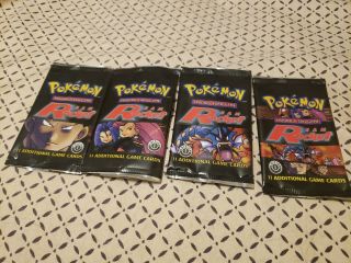 Pokemon All 4 Team Rocket 1st Edition Empty Packs Complete Art Set