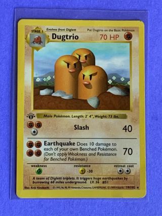 Pokemon Tcg Dugtrio 19/102 Rare 1st First Edition Base Set Shadowless