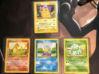 Vintage 1999 Pokemon Cards Charmander Squirtle Bulbasaur Pikachu Base Set Lp Psa