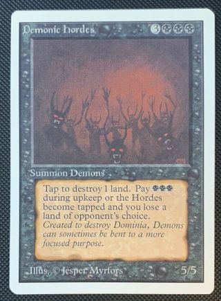 Ex/nm Demonic Hordes Unlimited 2ed Magic Mtg Vintage 1993