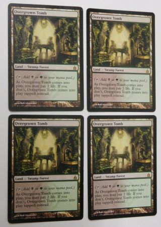Overgrown Tomb Playset - 4x Magic The Gathering Mtg Ravnica: City Of Guilds Card