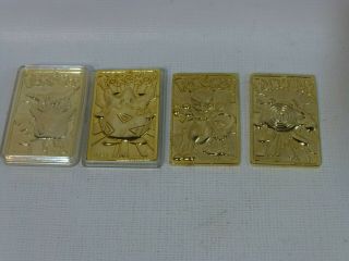 4 Pokemon 1999 Nintendo Thick Gold Metal Card Pikachu/ Togepi/ Mewtwo/ Poliwhirl