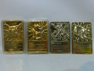 4 Pokemon 1999 Nintendo Thick Gold Metal Card Pikachu/ Togepi/ Mewtwo/ Poliwhirl 2