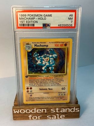 Psa 7 Nm Machamp 8/102 Base Set 1st Edition Holo Pokemon Card