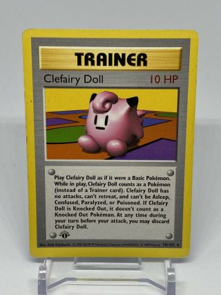 Clefairy Doll Trainer 1st Edition Lp Shadowless Base Set Non Holo Pokemon Wotc