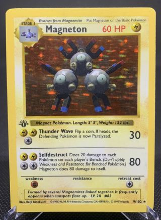 Magneton 1st Edition Pokemon Card 1999 Holo 9/102