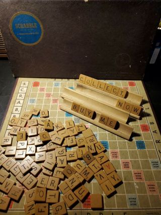 Vintage 1953 Scrabble Crossword Board Game S&r Selchow & Righter Complete 1
