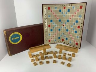 Vintage Scrabble Crossword Board Game S&r Selchow & Righter Complete 1953