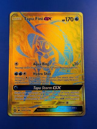 Tapu Fini Gx Sv92/sv94 Hidden Fates Shiny Vault Full Art Pokemon Card Near