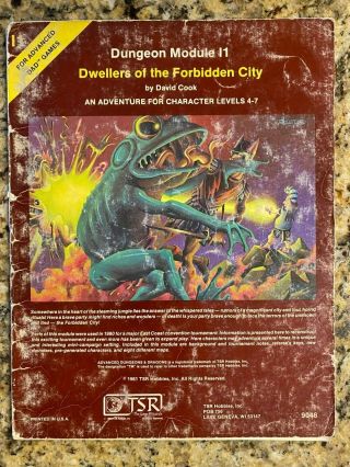 I1 Dwellers Of The Forbidden City / Ad&d Dungeons & Dragons Module / Tsr 9046