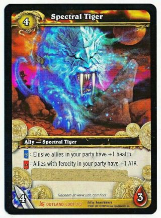 Spectral Tiger Loot Card World Of Warcraft Wow Tcg Scratched