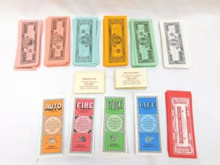 Vintage The Game Of Life - Replacement Parts: Insurance Wealth Cards Money