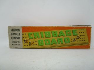 Vintage Milton Bradley Wood Cribbage Board With Instructions (4)