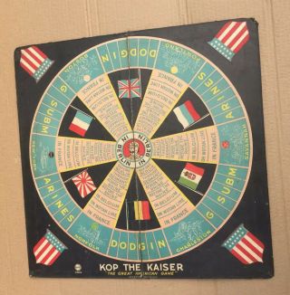 Vintage Antique 1916 Kop The Kaiser Game Board Only By Milton Bradley