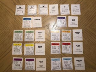 Monopoly Title Deed Card Replacement Complete Set From 1960s