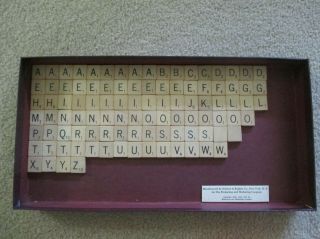 100 Scrabble Wood Game Tiles Complete Set Dated 1953 Alphabet Letter Crafts Euc