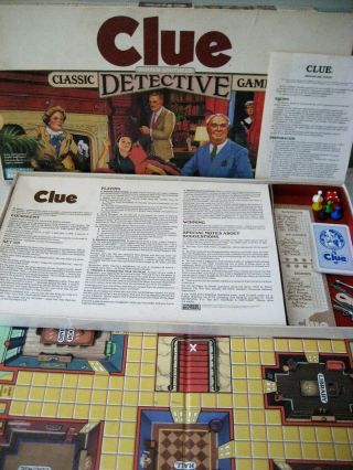 Vintage 1986 Clue Board Game Detective 0046 Parker Bros Complete