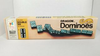 1970 Milton Bradley Double Six Dragon Dominoes 4130 Complete Vintage
