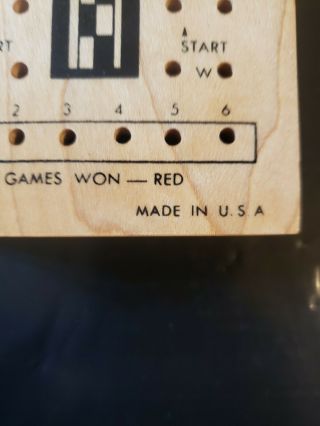 Wooden Cribbage Board with 6 Pegs and Compartment For Pegs 12 