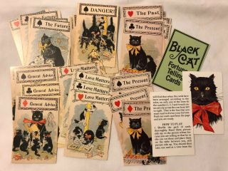 Antique Re - Production Black Cat Fortune Telling Cards For Halloween Party