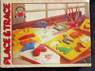Vintage 1984 Discovery Toys Place And Trace Puzzle Stencils 100 Complete