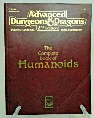 Ad&d The Complete Book Of Humanoids Tsr 2135 Phbr10 Advanced Dungeons &dragons