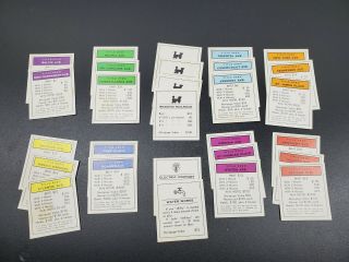 Monopoly Vintage 1973 Property Title Deed Cards Complete Set Of 28 Replacement