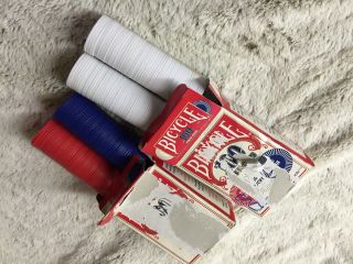 Bicycle Plastic Poker Chips - 2 Boxes Of 100 Each - Nos