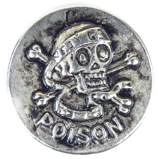 Metal Pog Slammer Poison Skull & Cross Bones From The 1990s Double Sided