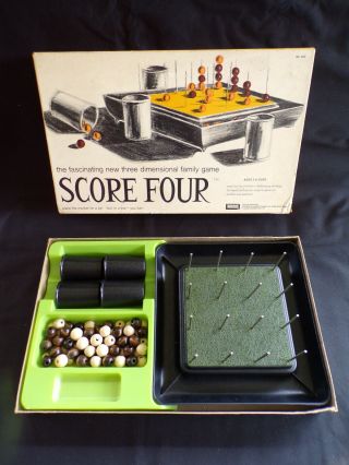 Vintage 1971 Score Four 3 - D Board Game - Complete - Lakeside.