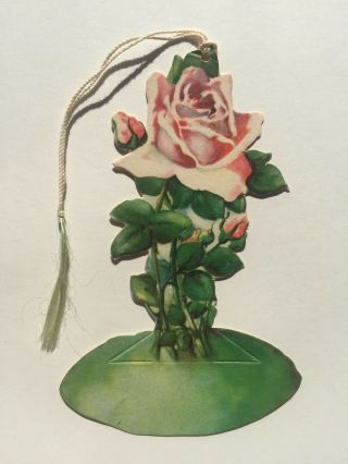 Vintage 1920s Pink Floral Roses Bridge Card Tally