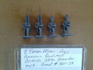 25mm Mini Figs American Revolution - British 38th Grenadier M/a Primed