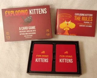Exploding Kittens A Card Game Ages 7 And Up 2 - 5 Players Complete Open Box