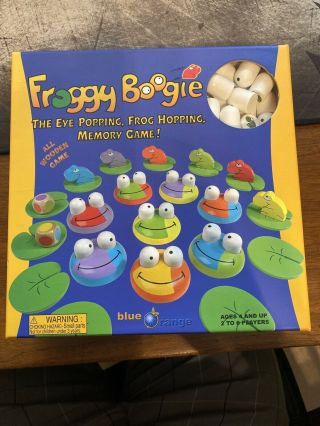 Blue Orange Wooden Froggy Boogie Memory Game 2 Players 4 Years Plus