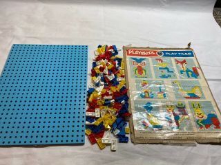 Vintage Playskool Play Tiles Table Easel 1976 435 Learning Toy Shapes Colors K3