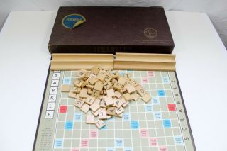 Vintage 1953 Scrabble Board Game Selright Selchow & Righter Wooden Tiles
