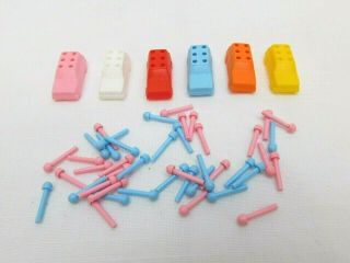 Vintage The Game Of Life - Replacement Parts: 6 Cars / 57 Blue & Pink Pegs