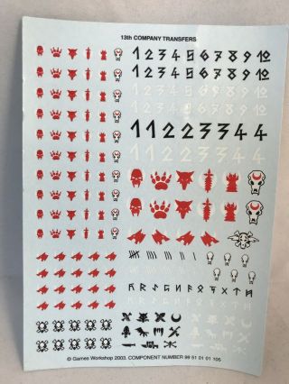 Space Wolves 13th Company Transfer Sheet Decal Wolf Waehammer 40k