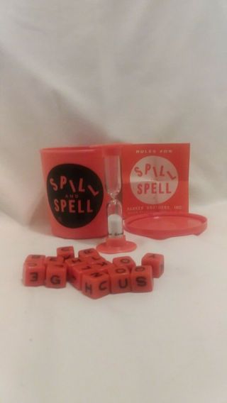 Vintage 1957 Parker Brothers 102 Spill & Spell Crossword Game 15 Cube Game